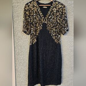 Linsiano Vintage Beaded Sequin Cocktail Dress
